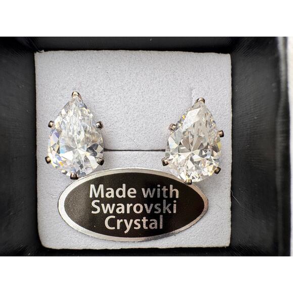 Teardrop Swarovski Crystal Earrings – Post Back - New in Gift Box - Picture 7 of 8